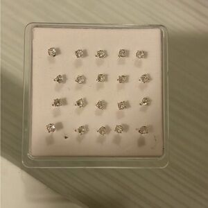 Sparkling Clear Stud Earring Multi-Pack - Silver Tone
